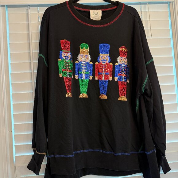 Fantastic Fawn Sequin Nutcracker Oversized Top (Size: Small) - Picture 1 of 3